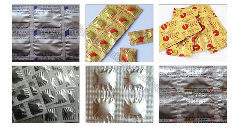 Ứng dụng: M&aacute;y đ&oacute;ng g&oacute;i vỉ dải cho thuốc như m&aacute;y t&iacute;nh bảng, vi&ecirc;n nang, m&aacute;y t&iacute;nh bảng, m&aacute;y t&iacute;nh bảng lớn, kẹo, altapharma, lozenga cổ họng, v.v.